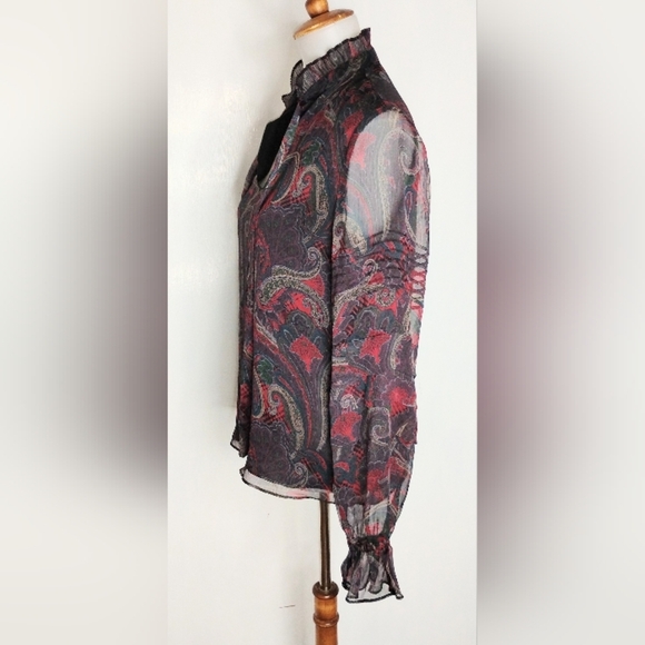 SHEER PAISLEY CHIFFON AMILIYA BLOUSE - Picture 5 of 12